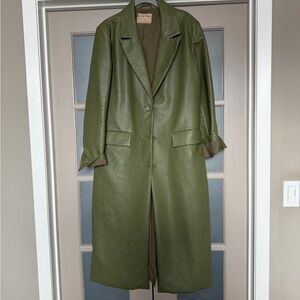 We The Free Olive Green Faux Leather Coat